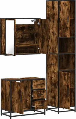 Image de Maison Exclusive - Ensemble de meubles de salle de bain 3 pièces en bois composite chêne fumé