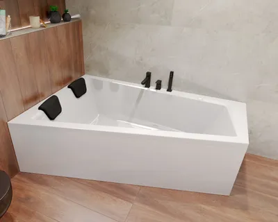 Produktbild von BADLAND Eckbadewanne Rechteck Badewanne INTIMAS LINKS 180x125 mit Ablaufgarnitur und Füßen + 2 Badkissen | BADLAND INTIMAS
