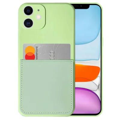 Obrázek produktu pro Silikonové pouzdro Smartphonica pro iPhone 11 s držákem na karty a měkkým vnitřkem - zelené