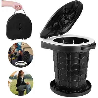 Produktbild von Campingtoilette, Tragbare Toilette, Mobile Toilette, Nottoilette, Reisetoilette, Einziehbare Zusammenklappbare Portable Trockentoilette max 150 kg