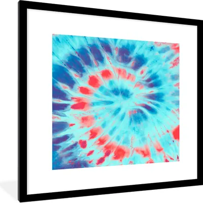 Produktbild von MuchoWow® Gerahmtes Poster Sommer - Krawattenfärbung - Blau 40x40 cm - Poster mit Schwarzem Bilderrahmen Wandposter Rahmen Foto Bilder - Poster - Plakat im Rahmen