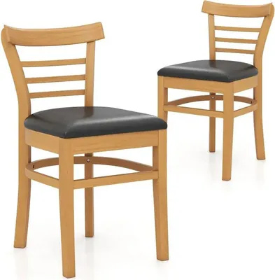 Image de Lot de 2 chaises de cuisine rembourrées KC58816NA en bois de caoutchouc