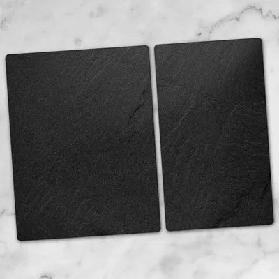 Produktbild von Glas-Herdabdeckplatten Glaskeramikkochfeld-Abdeckung Spritzschutz Schneidebrett Zweiteilige Glas 70x52 schwarzer Stein