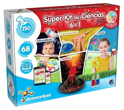 Produktbild von Experimentierkasten Wissenschaftsset für Kinder - 150 Experimente - 6-in-1 - Ab 8 Jahren