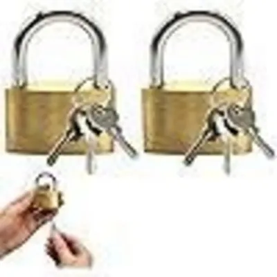 Productafbeelding van Twee hangsloten met sleutels, messing, 32 mm, corrosiebestendig