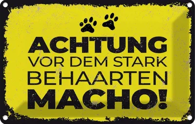 Produktbild von vianmo Blechschild 20x30 cm Achtung vor stark behaarten MACHO Spruch Zitat