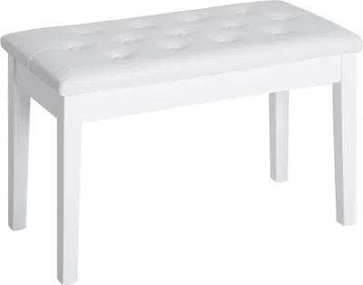 Produktbild von Klavierbank mit Stauraum - Weiße Massivholz-Pianobank (76x36x50cm) mit Kunstleder-Kissen für Piano & Keyboard