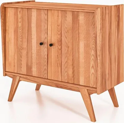 Produktbild von Kommode Jetro Kernbuche massiv 100x90x50 cm mit 2 Türen und Holzbeinen