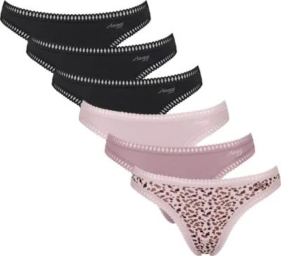 Produktbild von Sloggi Damen Strings, 6er Pack - GO Crush String C6P, Unterhose, Stretch-Baumwolle Schwarz/Rosa XS