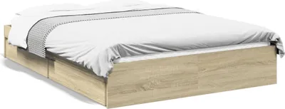 Imagen del producto de Estructura de cama con cajones, color Sonoma, 140x190 cm, fabricada en material de madera