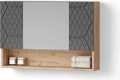 Image de Armoire de toilette Livinity Ronco Anthracite avec structure en nid d'abeille 80x55cm, Model 52895