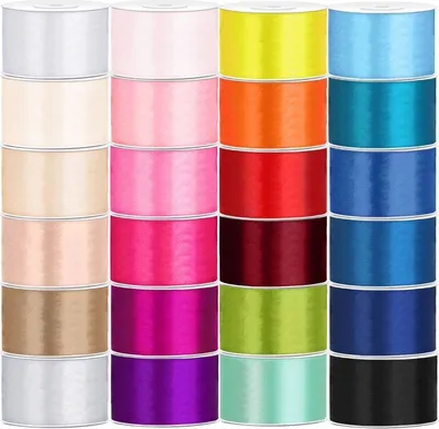 Produktbild von 24 verschiedne Farben Satin Geschenkband 25m lang 38mm breit bunt