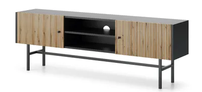 Produktbild von AX LIVING TV Bank schwarz Dinley – 155 cm Lowboard Eiche Modern