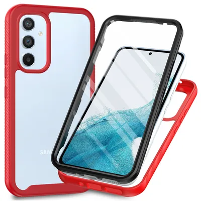 Image de Etui pour Samsung Galaxy A54 5G, bumper avec protecteur d'écran 360° intégré, étui de protection intégrale rouge