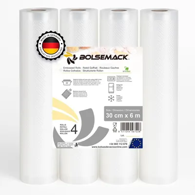 Vakuumbeutelrollen 30 cm x 6 m, 4 Stück