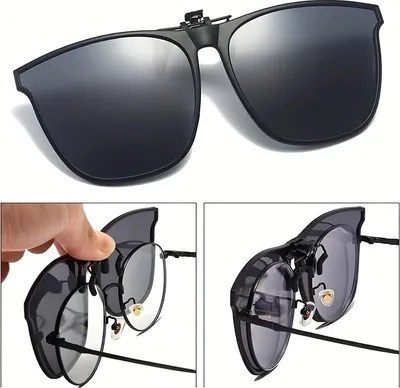 Produktbild von GKA Aufsatz Clip on echt polarisiert grau Überbrille Sonnenbrillenaufsatz Brillenaufsatz Sonnenbrille klappbar