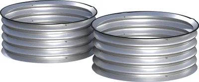 Produktbild von 2er-Set Hochbeet Pflanzenbeet, modulares Hochbett, 2 Stück, ohne Boden, Ø60 x 30 cm. Silber