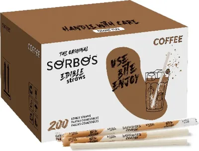 Obrázek produktu pro Jedlá ovocná brčka SORBOS - káva (200 kusů)