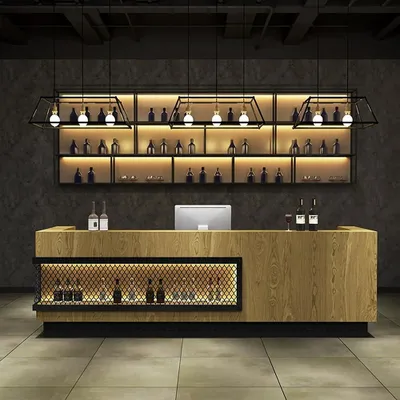 Immagine prodotto di Bancone bar Grande cassa Bancone reception Bancone cassa bancone ristorante Bancone cassa con spazio di archiviazione 200*60*100cm Colori legno【HTSM 200】