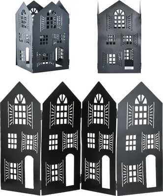 Produktbild von Häuserzeile Aufsteller Lichthaus Weihnachtsdeko Dobli Schwarz