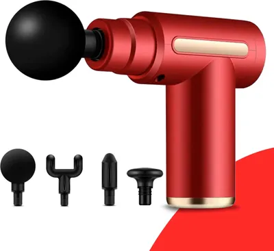 Zdjęcie produktu dla Mini pistolet do masażu, z 4 nasadkami, wyświetlaczem LCD, przeciw bólowi mięśni, napięciu mięśni i cellulitowi