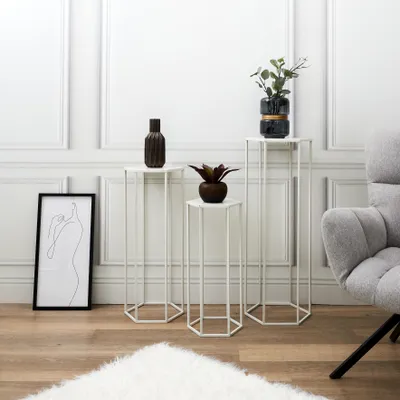 Image de Sellette - HOME DECO FACTORY - Gigogne - Métal - Blanc