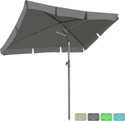 Produktbild von Grandekor Sonnenschirm Balkon Rechteckig 200 x 125 cm Anthrazit Rechteckiger Sonnenschirm mit Schutzhülle Neigungswinkel & Höhe verstellbar Balkonschirm Gartenschirm Terrassenschirm Sonnenschutz UV50+