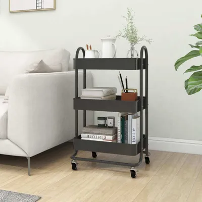 Produktbild von The Living Store 3-Etagen-Wagen Anthrazit 43x34x79 cm Stahl