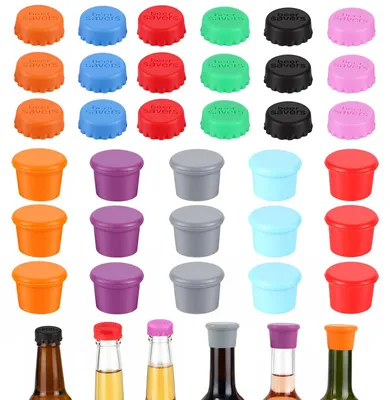 Silikon-Flaschenverschluss-Set, 33 Stück, 7 Farben, luftdicht