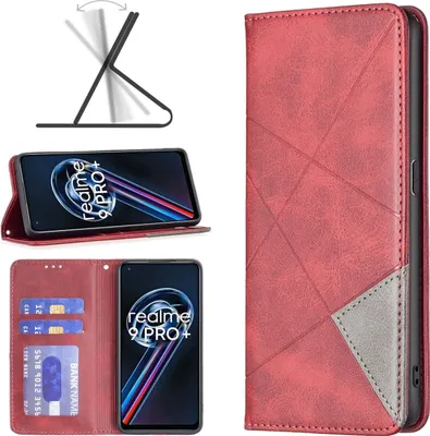 Produktbild von Mobigear Rhombus Slim  Realme 9 Pro Plus Hülle Klapphülle - Rot