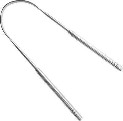 Image de Grattoir à langue / Nettoyeur de langue 100 % acier inoxydable - Antibactérien - 1 pièce