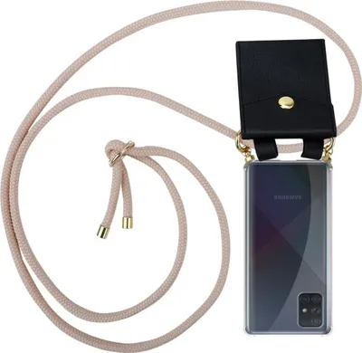 Obrázok produktu pre Cadorabo puzdro pre Samsung Galaxy A71 4G ochranné puzdro v ružovej farbe reťaz na mobilný telefón silikónová šnúra odnímateľné puzdro