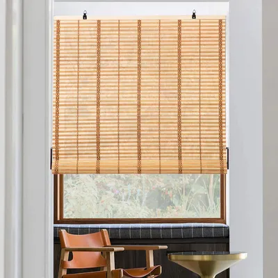 Image de Omgoods - Store vénitien en bambou rétro - Protection solaire en bois naturel, 80x160 cm
