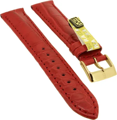 Produktbild von BARINGTON LOUISIANA Uhrenarmband | echt Krokoleder | rot 35363, Stegbreite:20mm, Schließe:Silbern