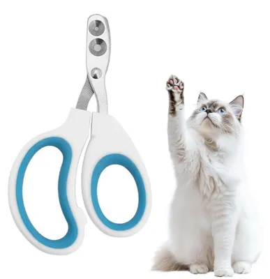 Productafbeelding van Kattennagelschaar met Dubbelloch en Ergonomisch Handvat, Blauw