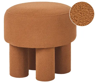 Obrázek produktu pro BELIANI Taburet oranžový buklé čalounění čalouněné nohy ottoman puf moderní design doplňky do obývacího pokoje