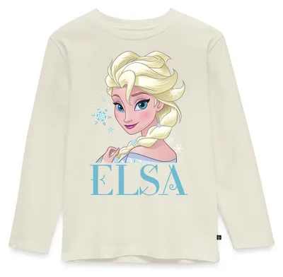 Produktbild von Spreadshirt Frozen Elsa Mit Eiskristallen Und Schriftzug Kinder Premium Langarmshirt, 122/128 (6 Jahre), Naturweiß