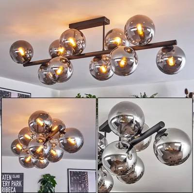Produktbild von Cesaro Deckenlampe aus Metall/Glas in Schwarz/Rauchfarben
