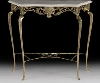Produktbild von Casa Padrino Luxus Barock Konsole mit Marmorplatte Gold / Creme 99 x H. 85 cm - Barock Möbel