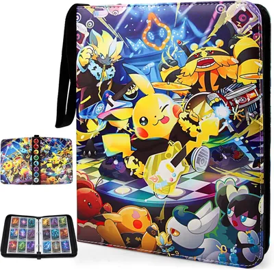 Productafbeelding van Verzamelingalbum voor kaarten, verzamelkaartenalbum met rits, 50 pagina's, geschikt voor 400 kaarten, kaartenhouder van Polyurethanleer, draagbaar verzamelalbum, geschikt voor Pokémon