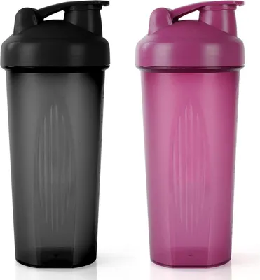 Image de Shaker à protéines 600ml Shaker à protéines gradué BPA libre Durable Noir Violet