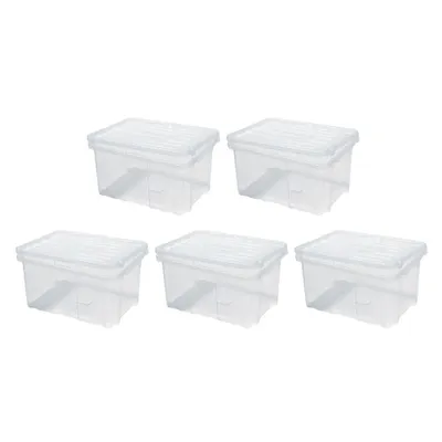 Produktbild von SuperSparSet 5x Mehrzweck Aufbewahrungsbox mit Deckel | Transparent | HxBxT 20x40x30cm | 22 Liter | Lagerkiste, Transportbox, Stapelbox, Kunststoffkiste