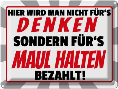 Produktbild von vianmo Blechschild 30x40 cm hier für's Maulhalten bezahlt Spruch Zitat