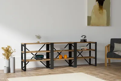 Produktbild von Skye Decor, Prof - Walnut, Black, Konsole, Nussbaum, 100 % MELAMINBESCHICHTETE SPANPLATTEN, 210 x 32 x 58,5 cm