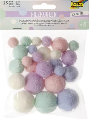 Image de folia Billes de feutre ICE DREAM Laine 25 pièces