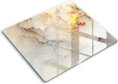 Zdjęcie produktu dla Deska kuchenna – 60 cm x 52 cm - Szklana deska do krojenia - Szkło hartowane – Antypoślizgowa - Tekstura Marmur