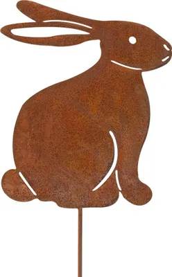 Produktbild von Gartendeko Metall Hase für Beete Balkon Vintage Stil, 2 Stück