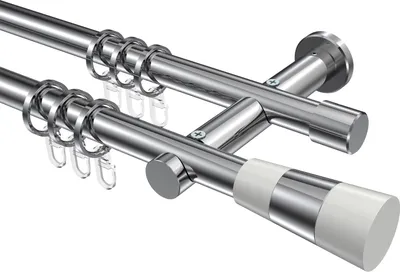 Produktbild von Interdeco Gardinenstange / Vorhangstange Chrom, Typ Platon Tanara (Konus Bicolor), 20 mm Ø 2-läufig, 240 cm
