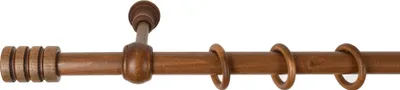 Produktbild von SN Deco - Stilgarnitur Gardinenstange Vorhangstange Pisa, Holz, 28 mm, 1-Lauf, Komplettset mit Ringen, Farbe Walnuss, 180 cm
