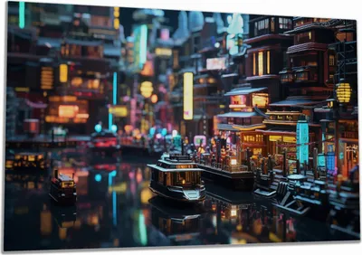 Produktbild von Wallario Herdabdeckplatte aus Glas, Größe 90 x 52 cm 1-teilig, Motiv Stadt bei Nacht